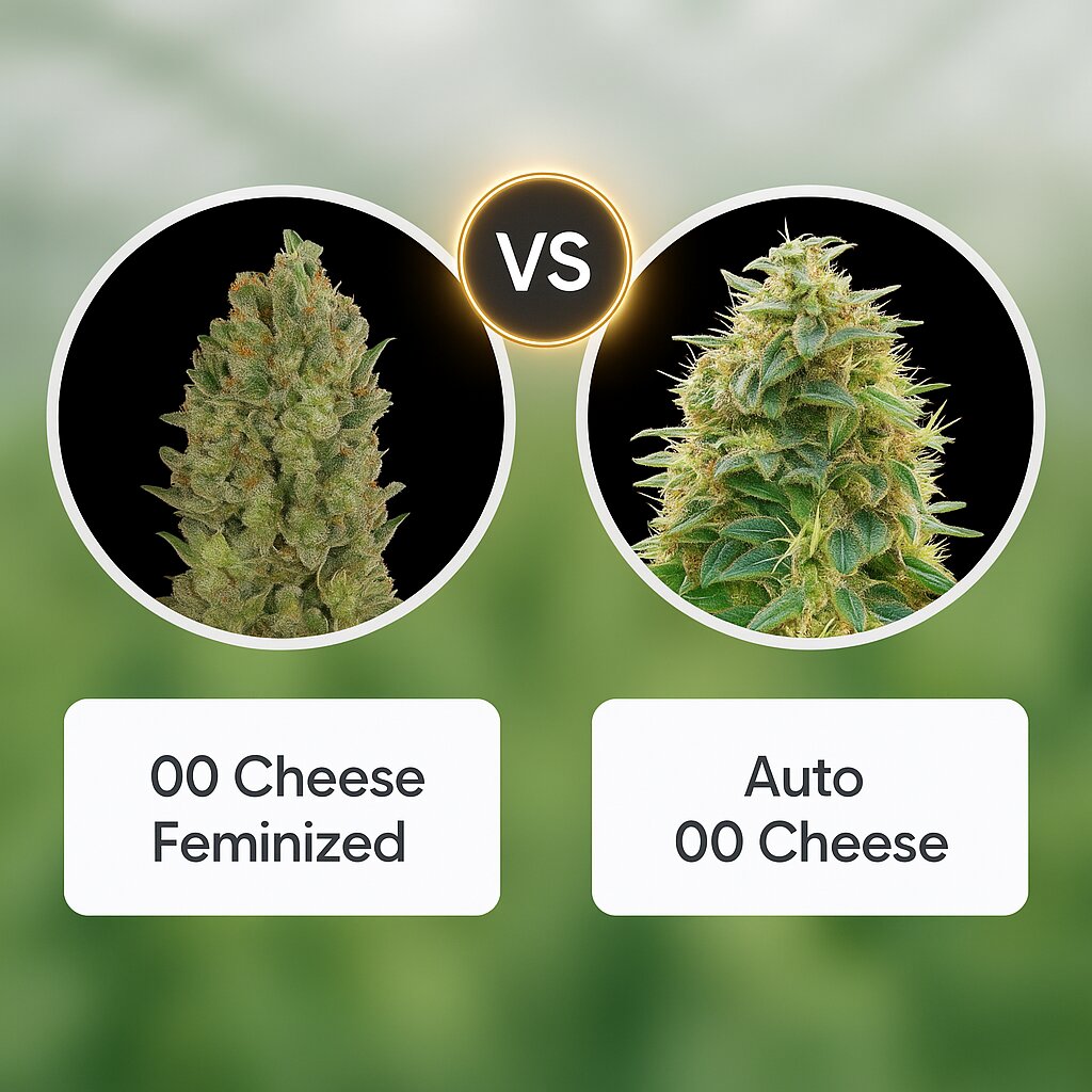 00 Cheese (00 Seeds) vs Auto 00 Cheese (00 Seeds) Vergleich von Cannabissamen