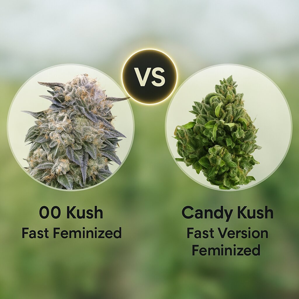 00 Kush Fast (00 Seeds) vs Candy Kush Fast Version (Royal Queen Seeds) Cannabissamenvergleich