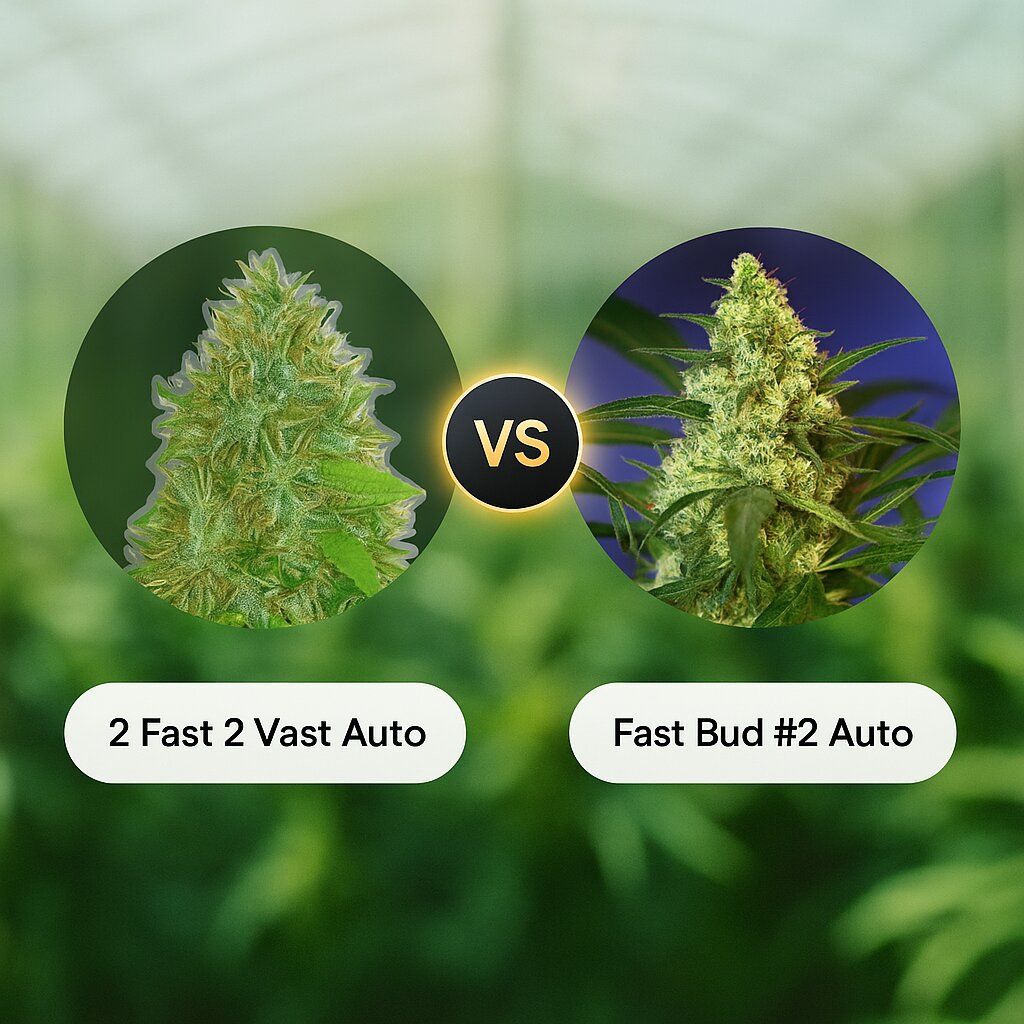 2 Fast 2 Vast Auto (Heavyweight Seeds) vs Fast Bud #2 Auto (Sweet Seeds) Vergleich von Cannabissamen