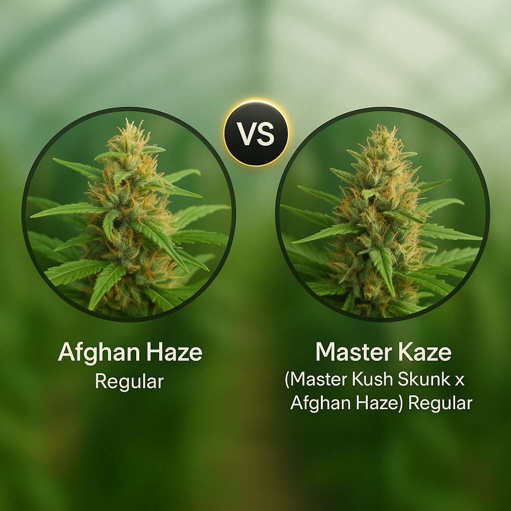 Afghan Haze (Mr Nice Seedbank) vs Master Kaze (Master Kush Skunk x Afghan Haze) (Mr Nice Seedbank) Vergleich von Hanfsamen