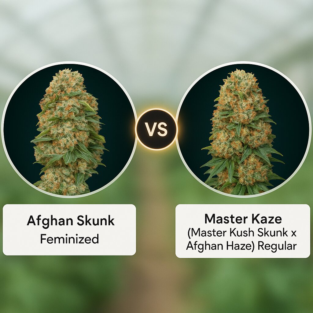 Afghan Skunk (Advanced Seeds) vs Master Kaze (Master Kush Skunk x Afghan Haze) (Mr Nice Seedbank) Vergleich von Cannabissamen