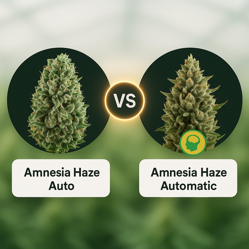 Amnesia Haze Auto (Vision Seeds) vs Amnesia Haze Automatic (Royal Queen Seeds) Vergleich von Cannabissamen