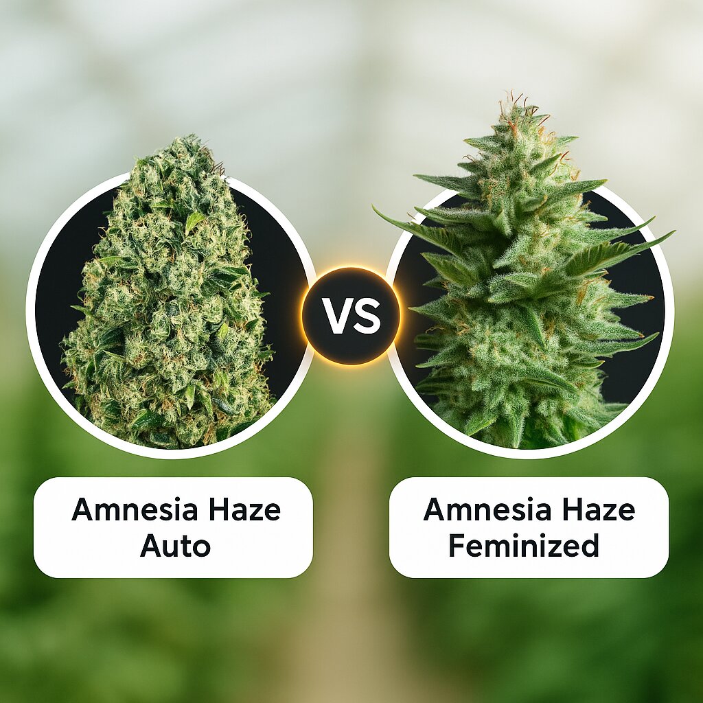 Amnesia Haze Auto (Vision Seeds) vs Amnesia Haze (Royal Queen Seeds) Cannabis Samen Vergleich