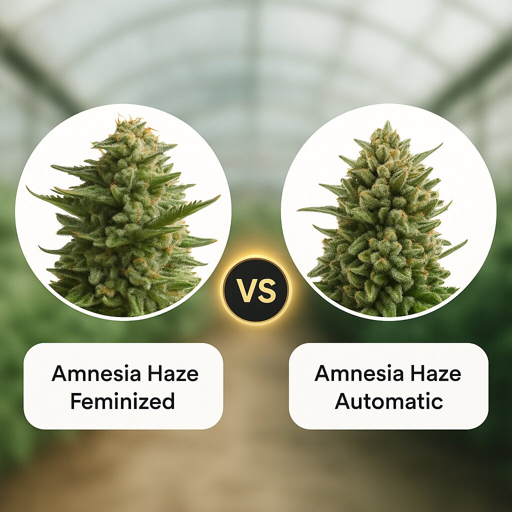 Amnesia Haze (Royal Queen Seeds) vs Amnesia Haze Automatic (Royal Queen Seeds) Cannabis Samen Vergleich