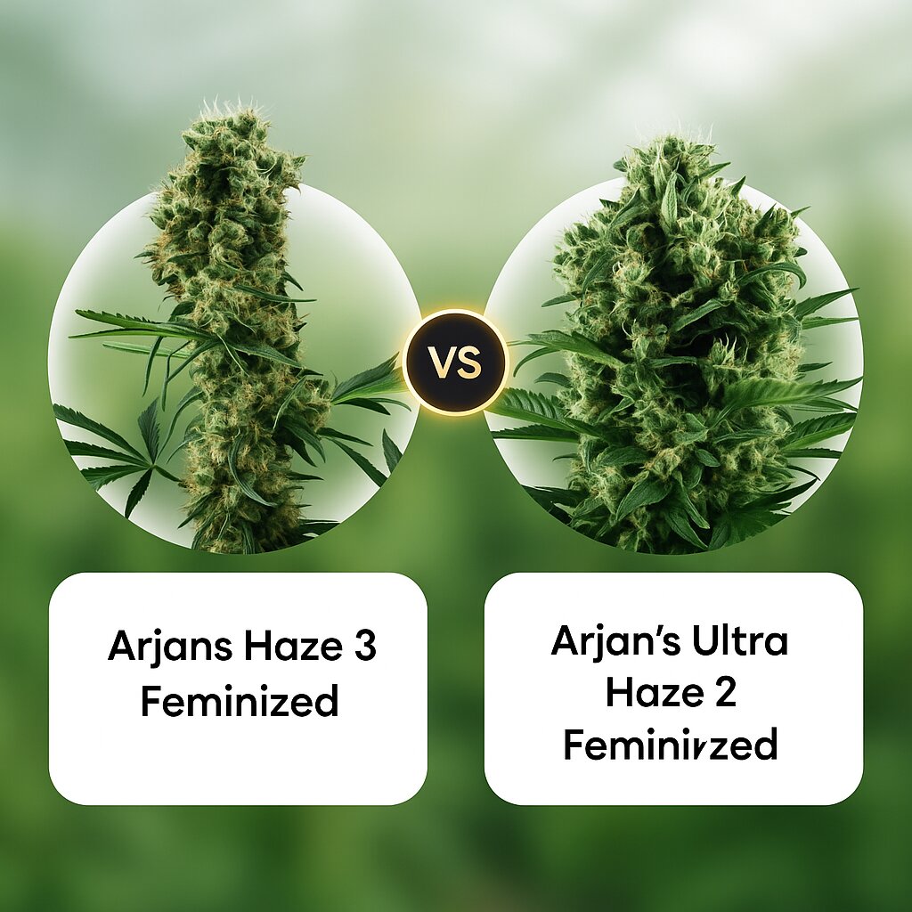 Arjans Haze 3 (Greenhouse Seed Co) vs Arjan's Ultra Haze 2 (Greenhouse Seed Co) Vergleich von Cannabissamen