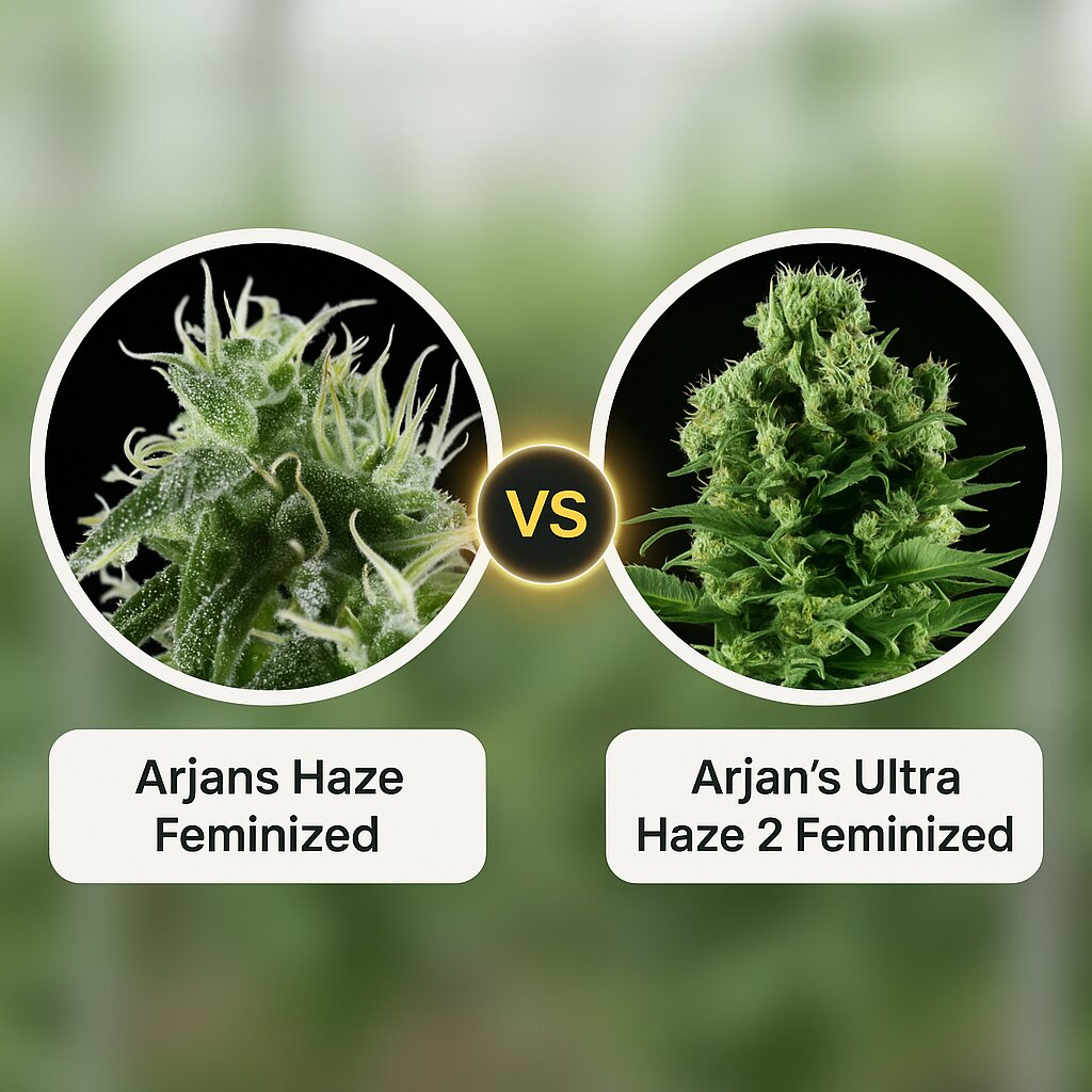 Arjans Haze (Greenhouse Seed Co) vs Arjan's Ultra Haze 2 (Greenhouse Seed Co) Cannabissamenvergleich