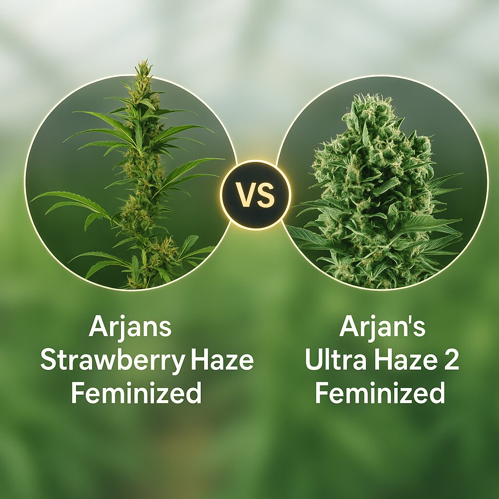 Arjans Strawberry Haze (Greenhouse Seed Co) vs Arjan's Ultra Haze 2 (Greenhouse Seed Co) Cannabis Samen Vergleich