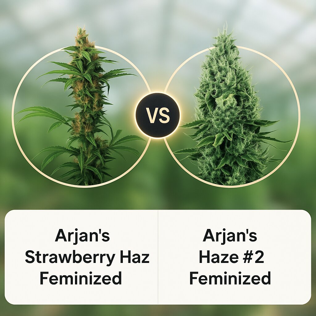 Arjans Strawberry Haze (Greenhouse Seed Co) vs Arjans Haze #2 (Greenhouse Seed Co) Vergleich von Cannabissamen