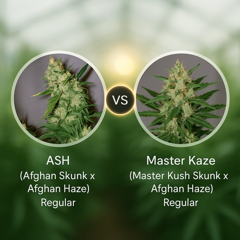 ASH (Afghan Skunk x Afghan Haze) (Mr Nice Seedbank) vs Master Kaze (Master Kush Skunk x Afghan Haze) (Mr Nice Seedbank) Vergleich von Cannabissamen