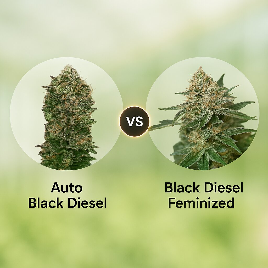 Auto Black Diesel (Advanced Seeds) vs Black Diesel (Advanced Seeds) Cannabissamenvergleich