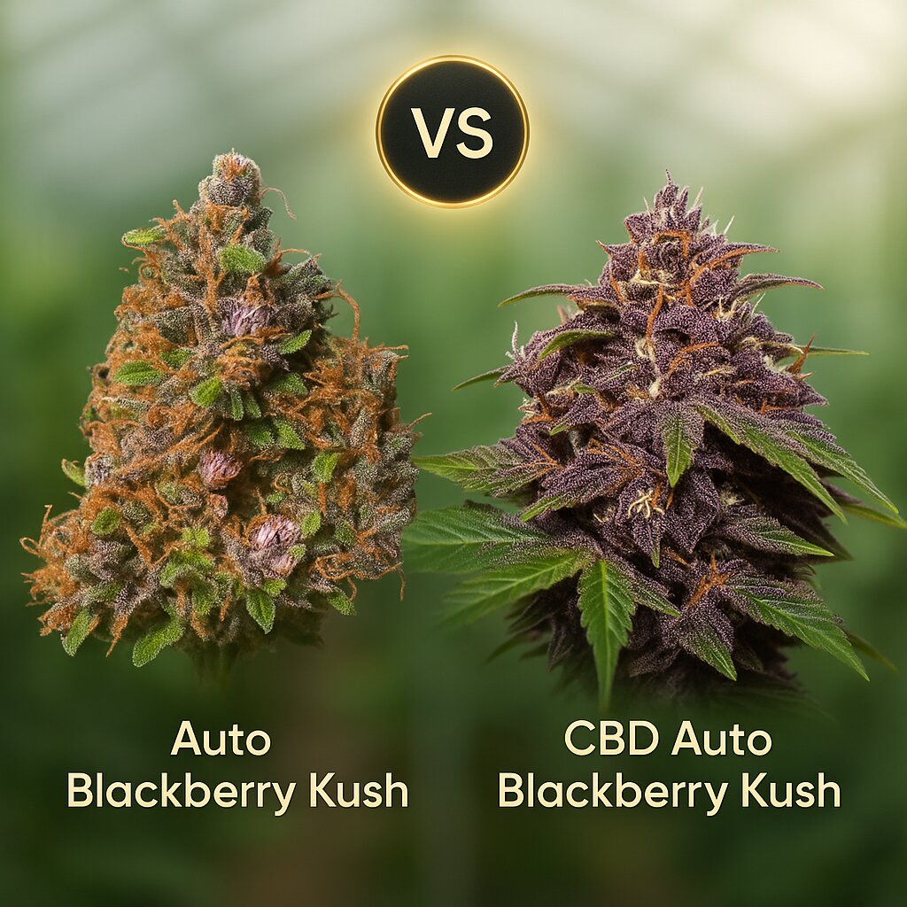 Auto Blackberry Kush (Dutch Passion) vs CBD Auto Blackberry Kush (Dutch Passion) Vergleich von Cannabissamen