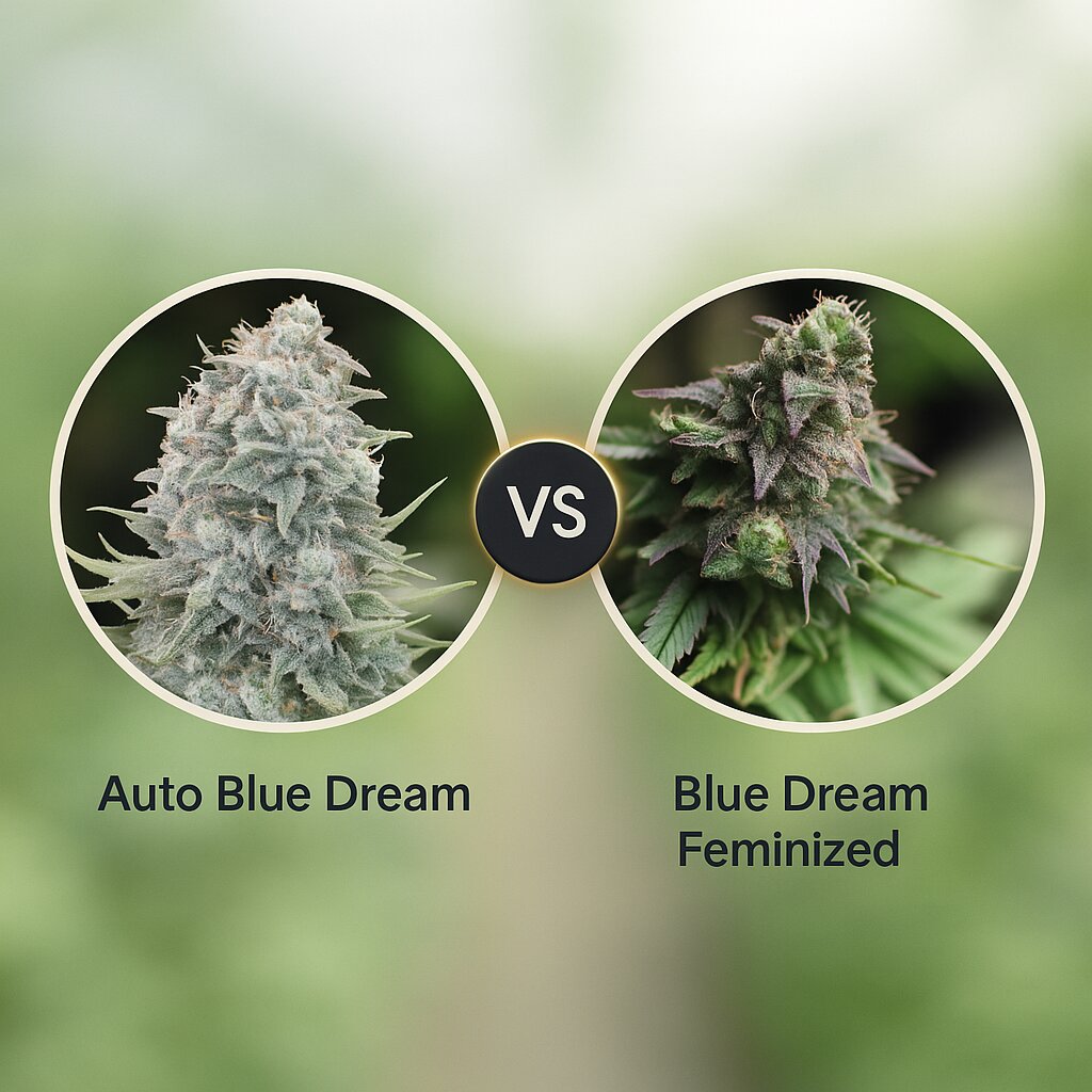 Auto Blue Dream (00 Seeds) vs Blue Dream (Bulldog Seeds) Cannabissamen Vergleich