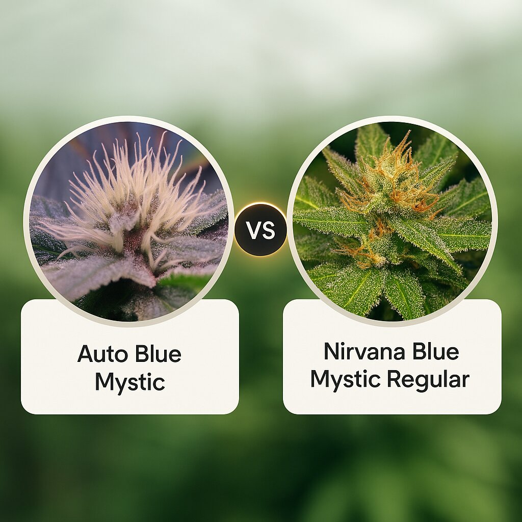 Auto Blue Mystic (Nirvana Seeds) vs Nirvana Blue Mystic (Nirvana Seeds) Cannabissamen Vergleich