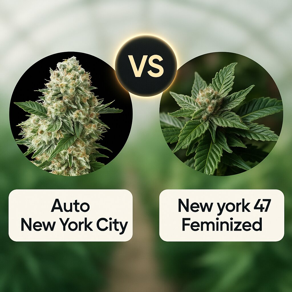 Auto New York City (Pyramid Seeds) vs New york 47 (World of Seeds) Vergleich von Cannabissamen