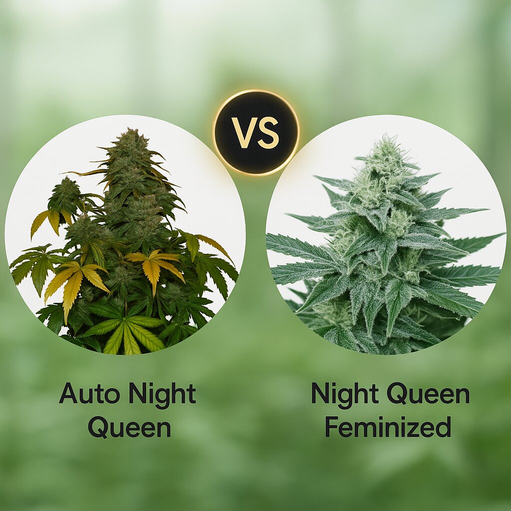 Auto Night Queen (Dutch Passion) vs Night Queen (Dutch Passion) Vergleich von Hanfsamen