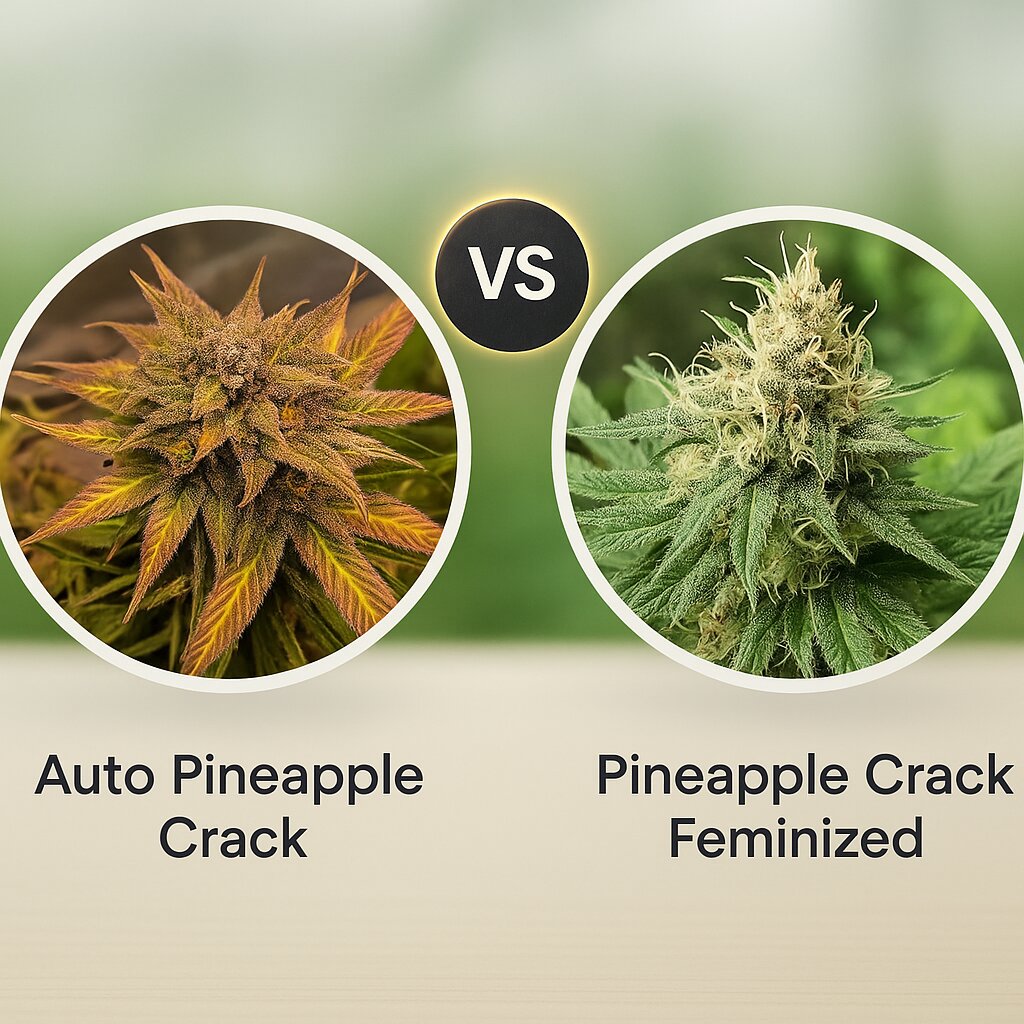 Auto Pineapple Crack (Top Shelf Elite) vs Pineapple Crack (Top Shelf Elite) Vergleich von Cannabissamen