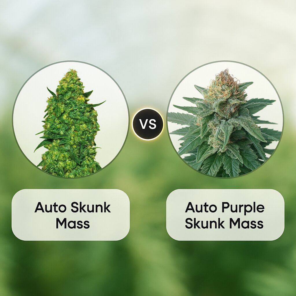 Auto Skunk Mass (Advanced Seeds) vs Auto Purple Skunk Mass (Critical Mass Collective) Cannabissamen Vergleich