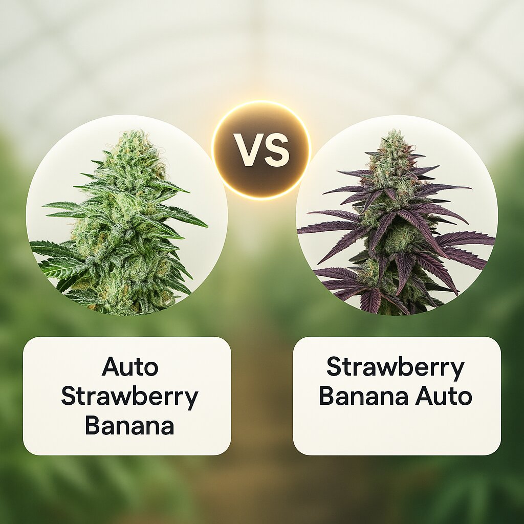 Auto Strawberry Banana (Anesia Seeds) vs Strawberry Banana Auto (FastBuds) Vergleich von Cannabissamen
