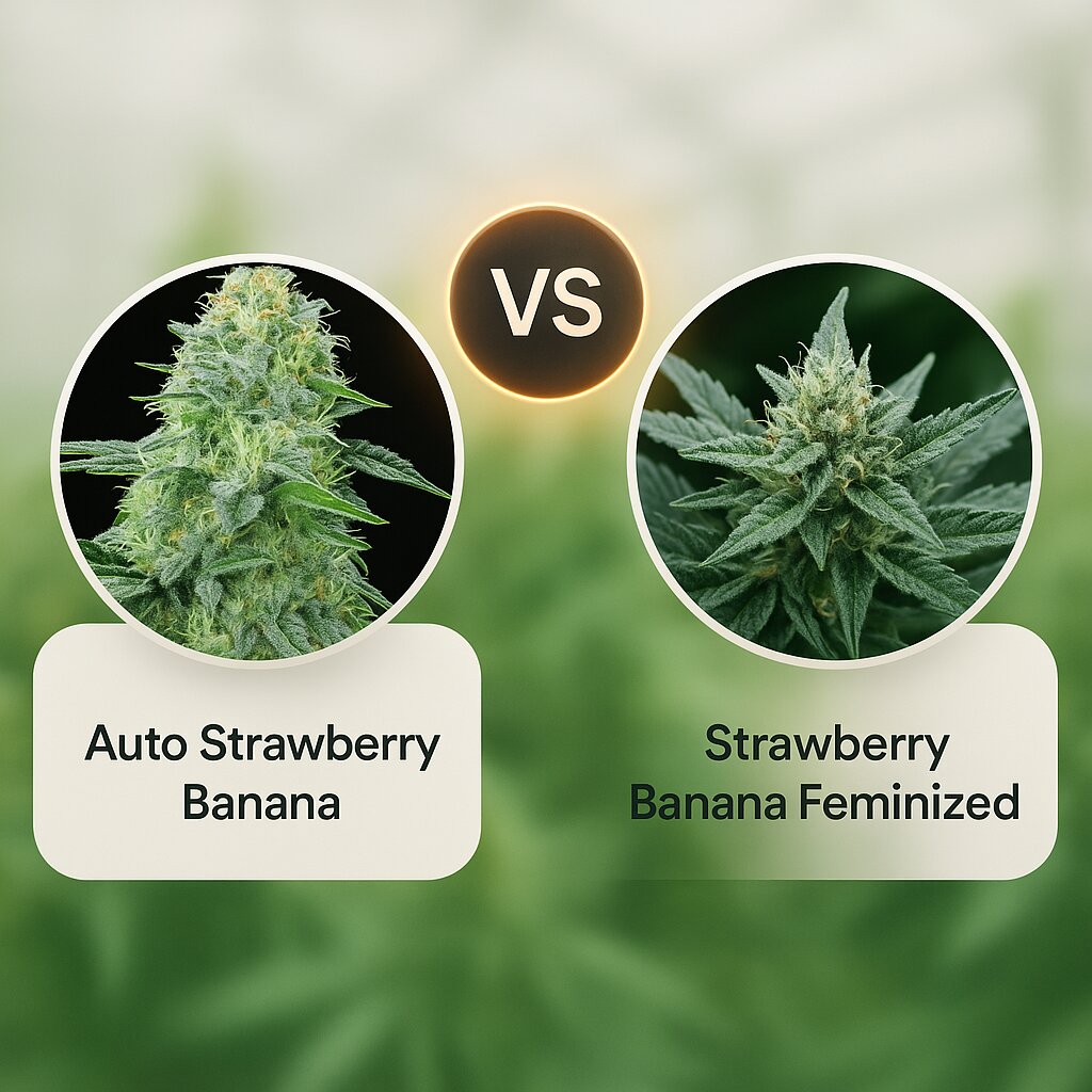 Auto Strawberry Banana (Anesia Seeds) vs Strawberry Banana (Reserva Privada) Cannabissamen Vergleich