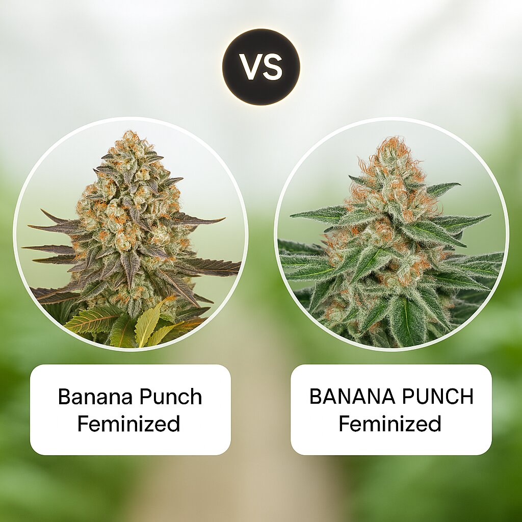 Banana Punch (Barneys Farm) vs BANANA PUNCH (Bighead Seeds) Vergleich von Cannabissamen