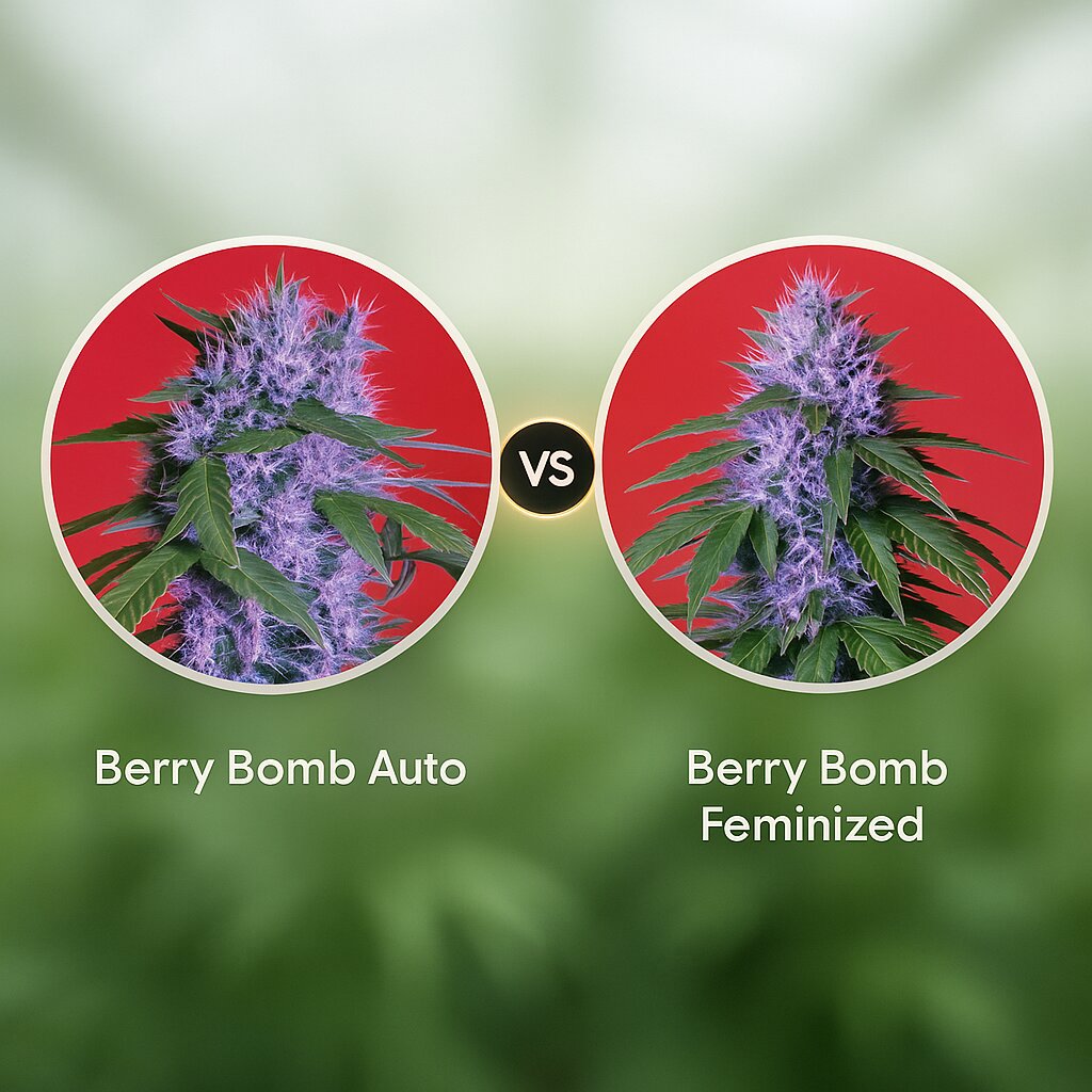 Berry Bomb Auto (Bomb Seeds) vs Berry Bomb (Bomb Seeds) Cannabis Samen Vergleich