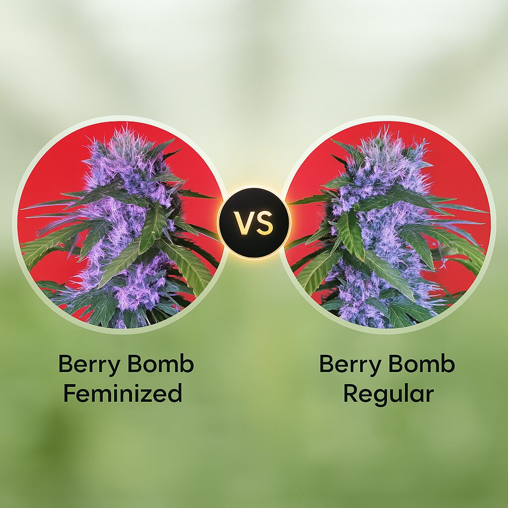 Berry Bomb (Bomb Seeds) vs Berry Bomb Regular (Bomb Seeds) Cannabis Samen Vergleich