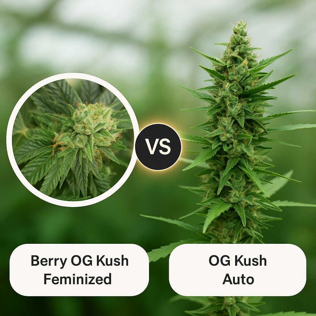 Berry OG Kush (z710 Genetics) vs OG Kush Auto (Dr Krippling) Vergleich von Cannabissamen