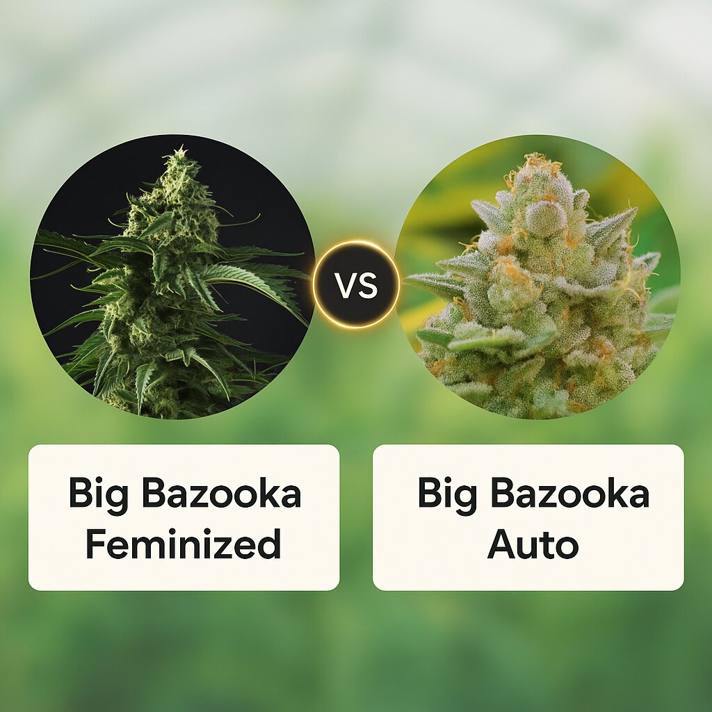 Big Bazooka (Anesia Seeds) vs Big Bazooka Auto (Anesia Seeds) Vergleich von Hanfsamen