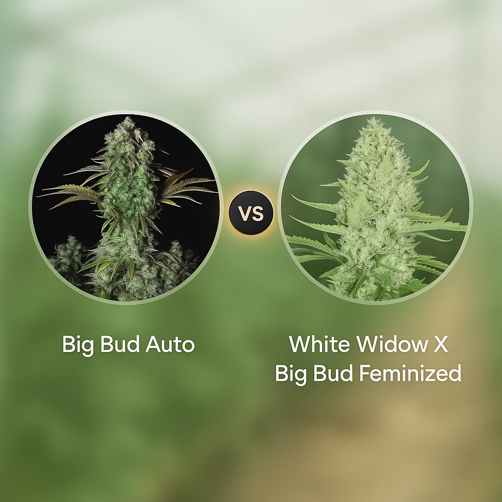 Big Bud Auto (FastBuds) vs White Widow X Big Bud (Female Seeds) Vergleich von Cannabissamen