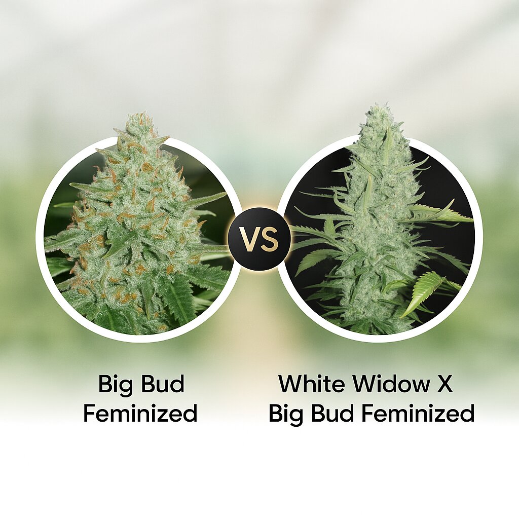 Big Bud (Vision Seeds) vs White Widow X Big Bud (Female Seeds) Cannabis Samen Vergleich
