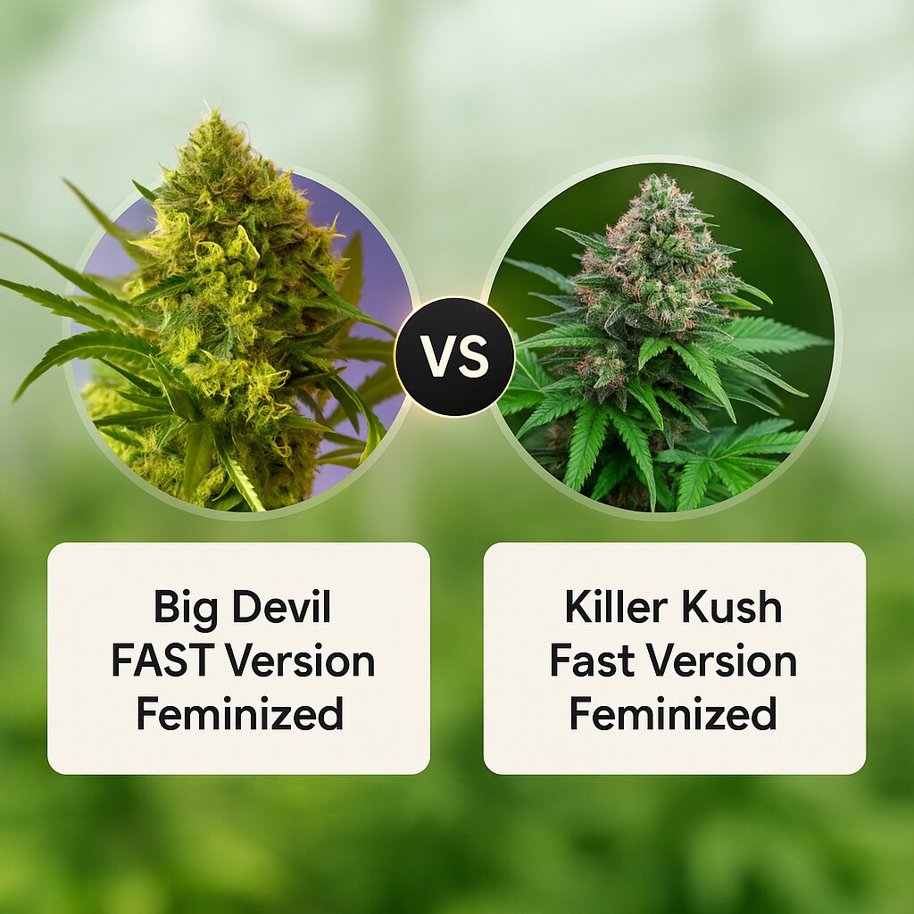 Big Devil FAST Version (Sweet Seeds) vs Killer Kush Fast Version (Sweet Seeds) Vergleich von Cannabissamen