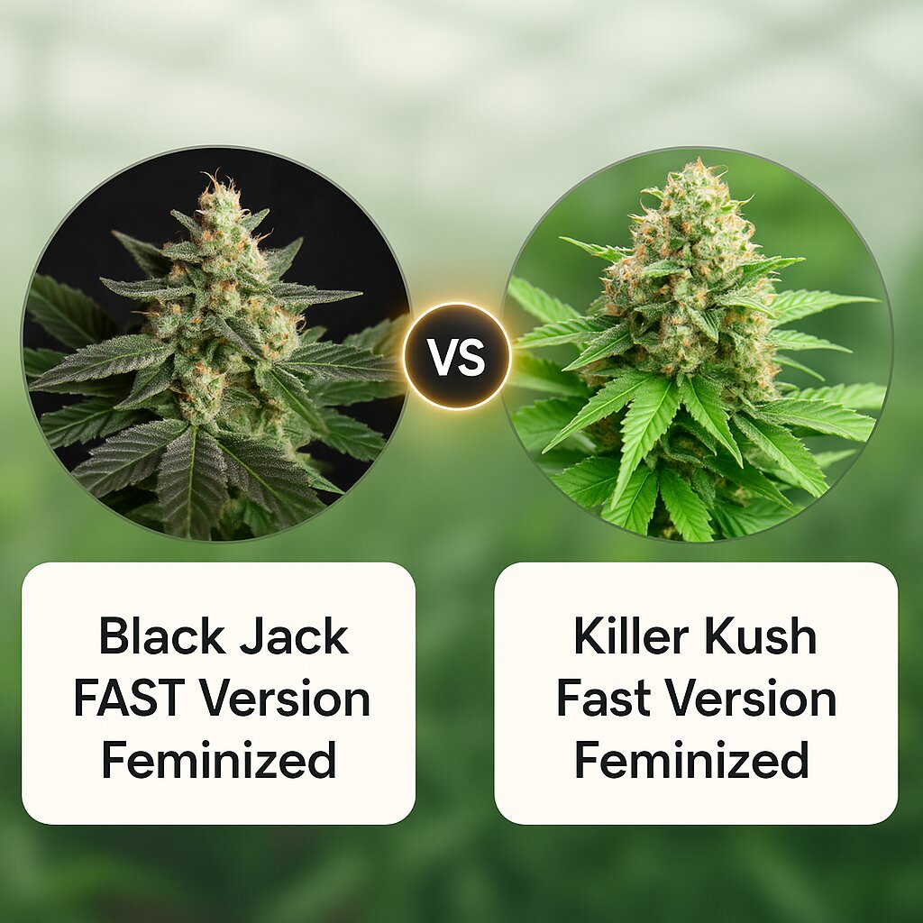 Black Jack FAST Version (Sweet Seeds) vs Killer Kush Fast Version (Sweet Seeds) Cannabis Samen Vergleich