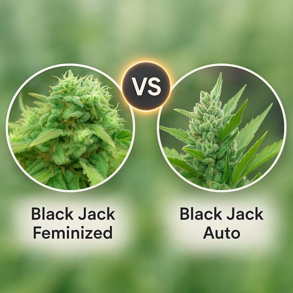 Black Jack (Nirvana Seeds) vs Black Jack Auto (Sweet Seeds) Vergleich von Cannabissamen