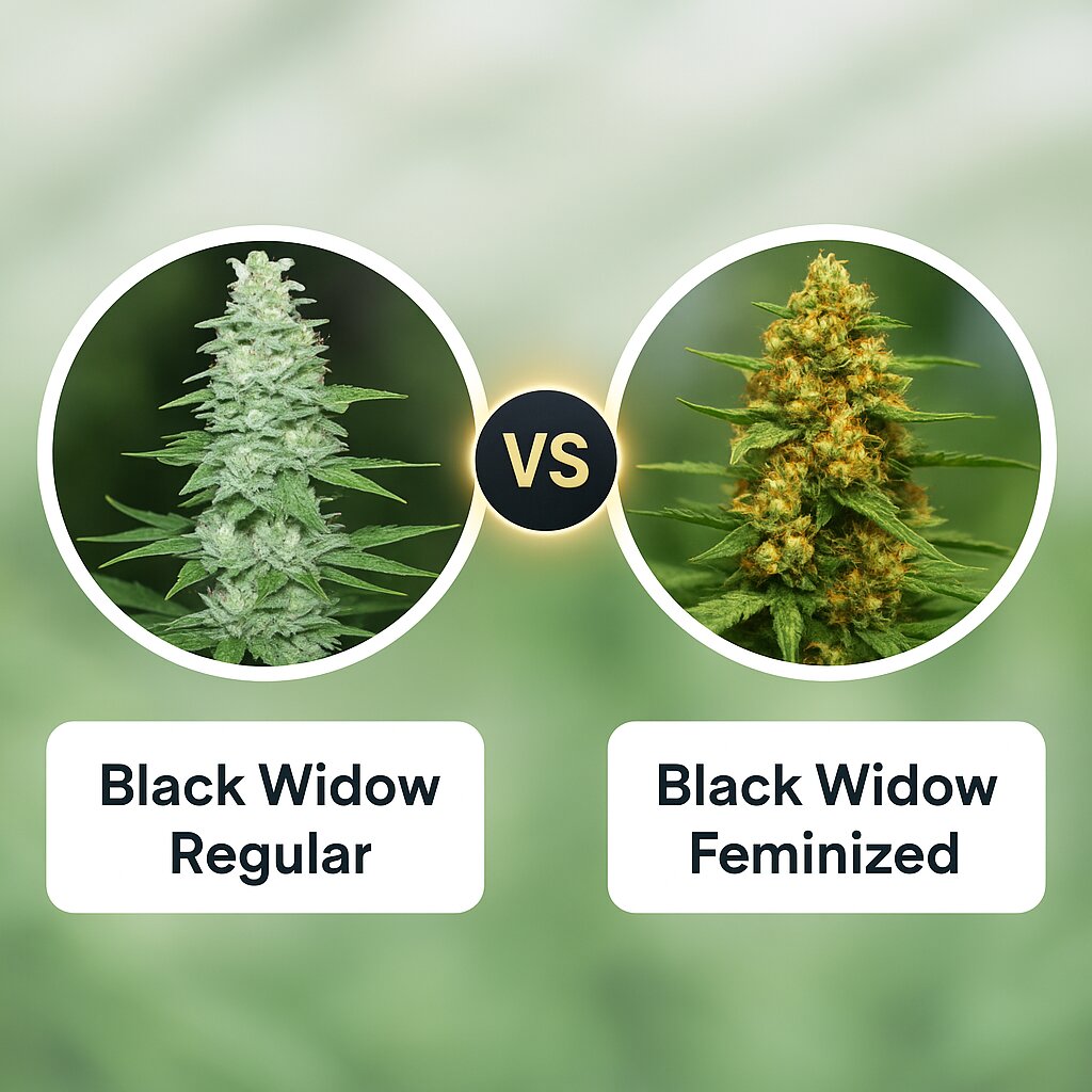 Black Widow (Mr Nice Seedbank) vs Black Widow (Positronics) Vergleich von Cannabissamen