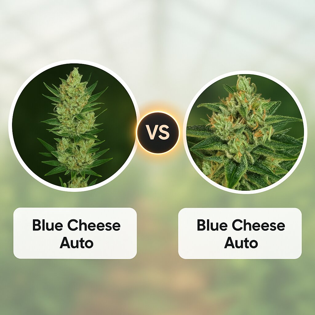 Blue Cheese Auto (Barneys Farm) vs Blue Cheese Auto (Big Buddha Seeds) Vergleich von Cannabissamen