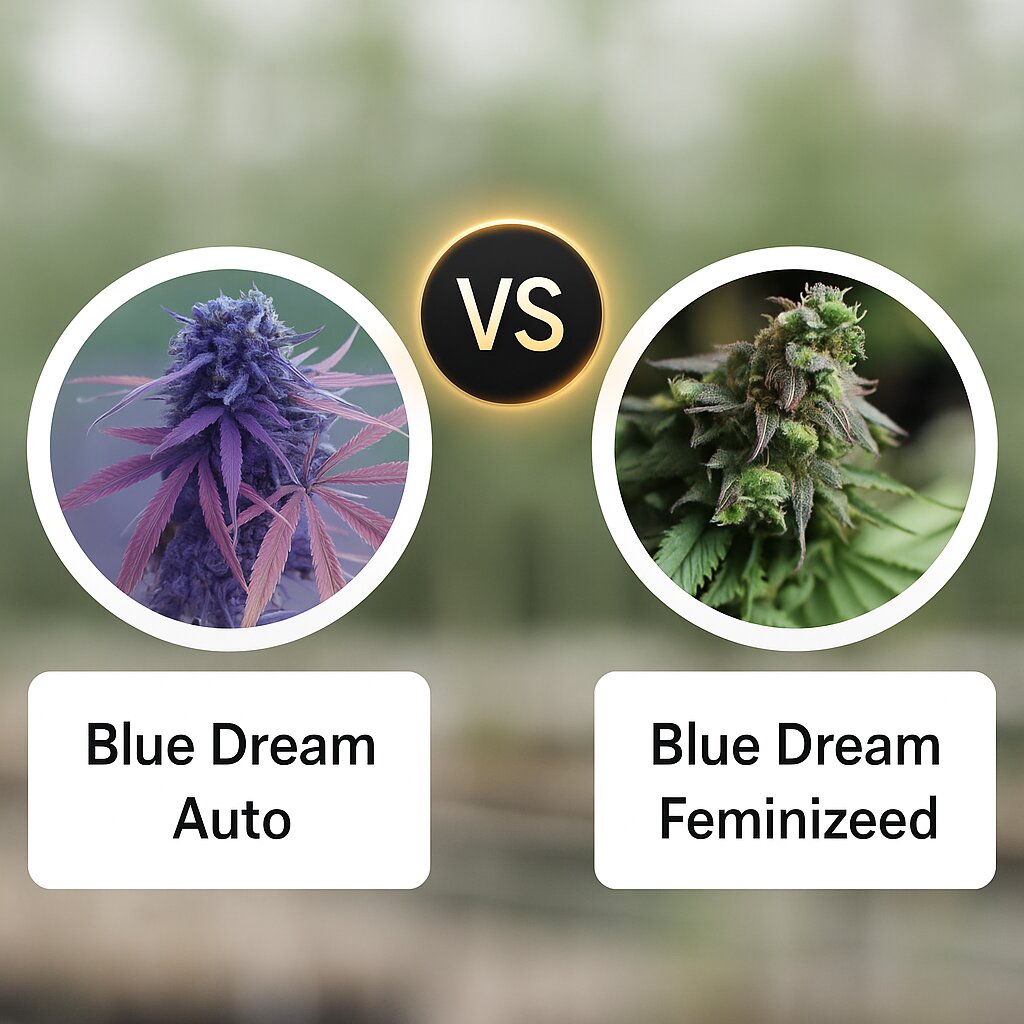 Blue Dream Auto (Cali Weed) vs Blue Dream (Bulldog Seeds) Vergleich von Cannabissamen