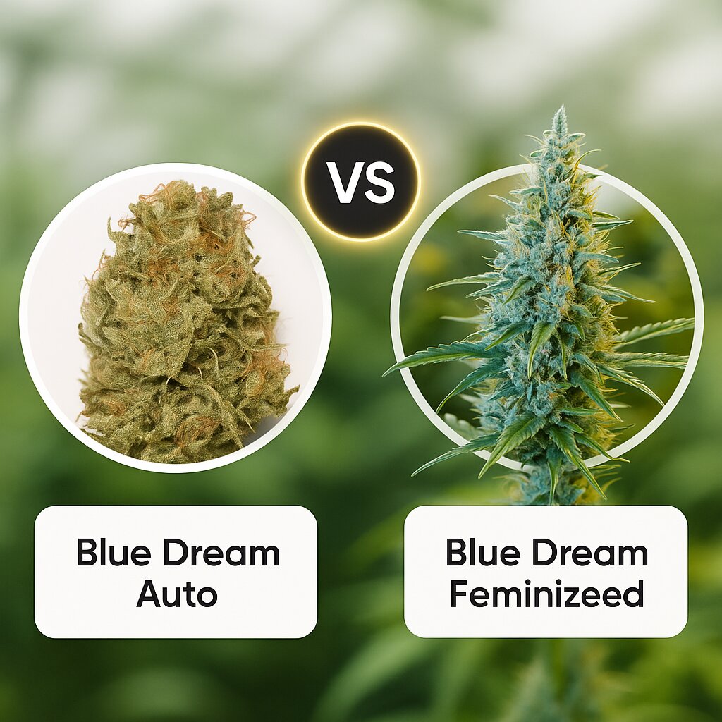 Blue Dream Auto (Humboldt Seed Organization) vs Blue Dream (Humboldt Seed Organization) Vergleich von Cannabissamen
