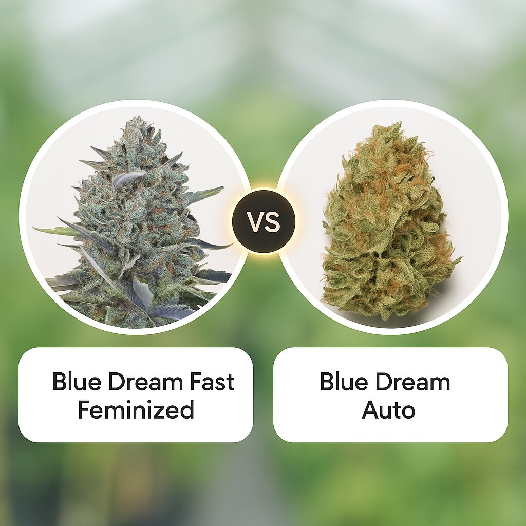 Blue Dream Fast (00 Seeds) vs Blue Dream Auto (Humboldt Seed Organization) Cannabis Samen Vergleich