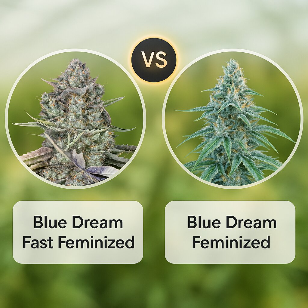 Blue Dream Fast (00 Seeds) vs Blue Dream (Humboldt Seed Organization) Vergleich von Cannabissamen