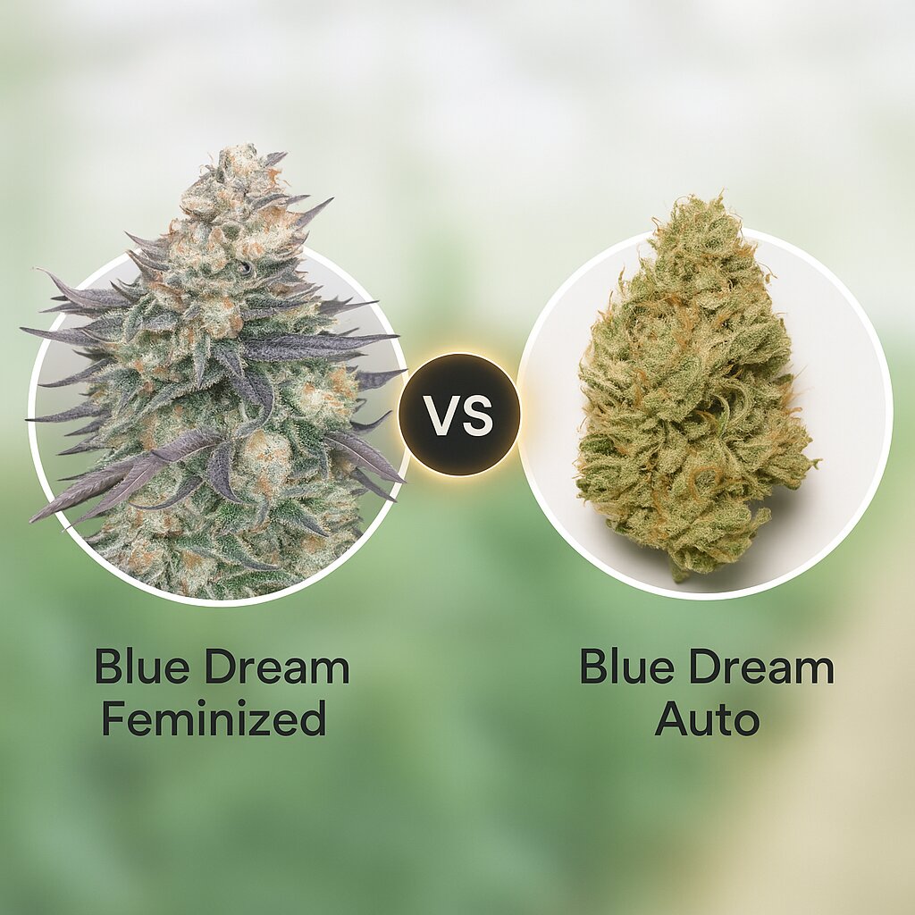 Blue Dream (00 Seeds) vs Blue Dream Auto (Humboldt Seed Organization) Cannabissamenvergleich