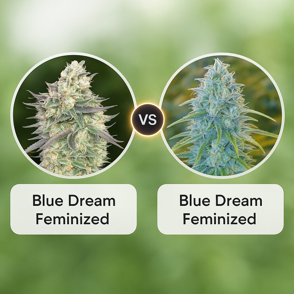 Blue Dream (00 Seeds) vs Blue Dream (Humboldt Seed Organization) Vergleich von Cannabissamen