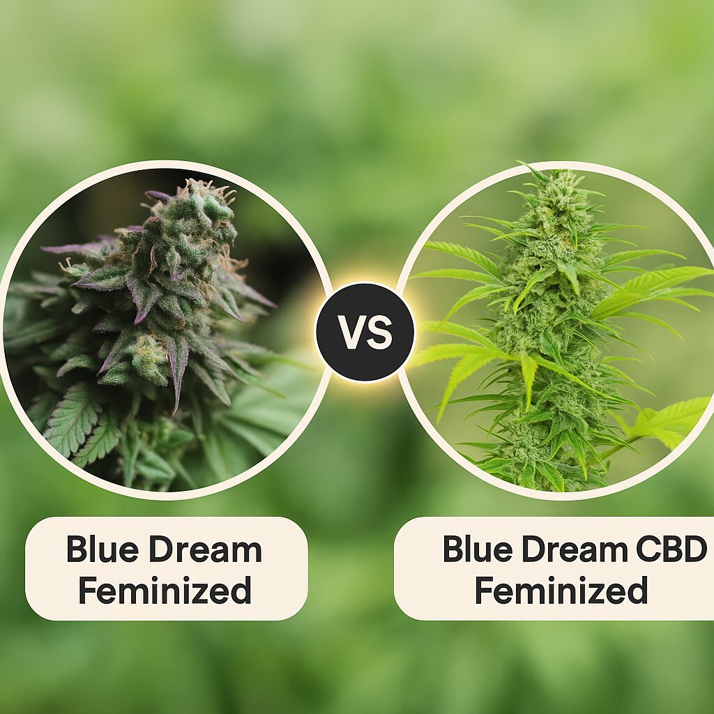 Blue Dream (Bulldog Seeds) vs Blue Dream CBD (Humboldt Seed Organization) Vergleich von Cannabissamen