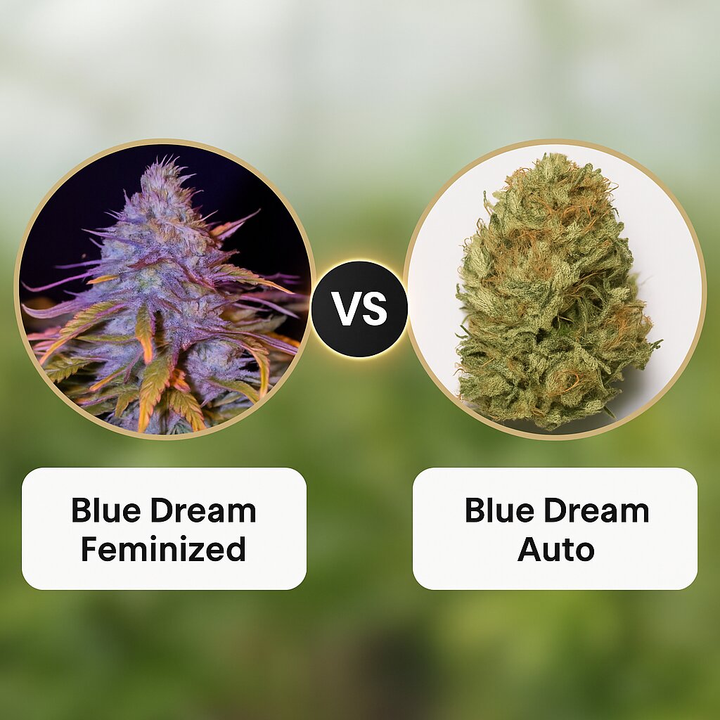Blue Dream (Cali Weed) vs Blue Dream Auto (Humboldt Seed Organization) Cannabis Samen Vergleich