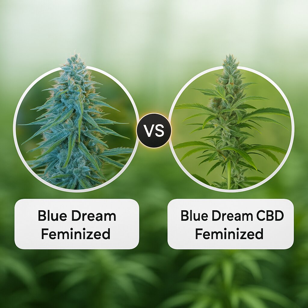 Blue Dream (Humboldt Seed Organization) vs Blue Dream CBD (Humboldt Seed Organization) Vergleich von Cannabissamen