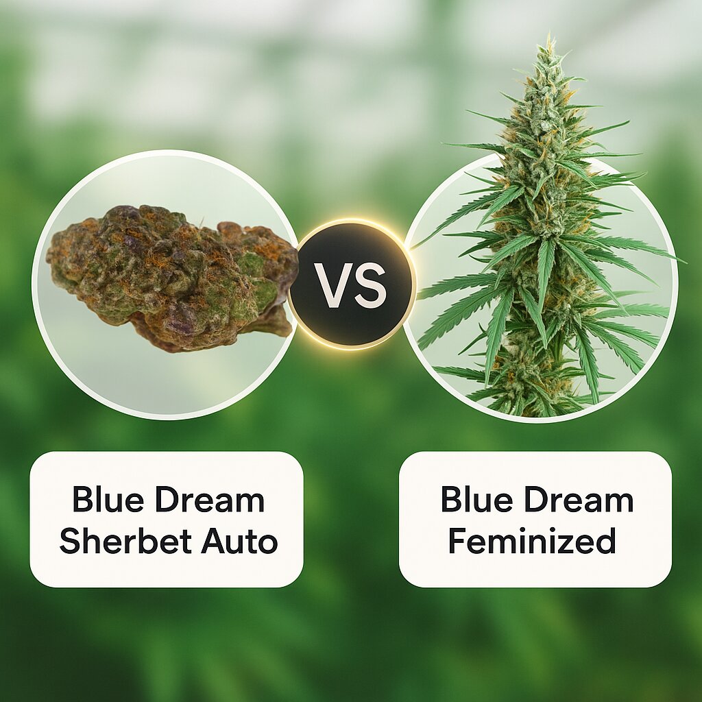 Blue Dream Sherbet (Growers Choice) vs Blue Dream (Humboldt Seed Organization) Vergleich von Cannabissamen