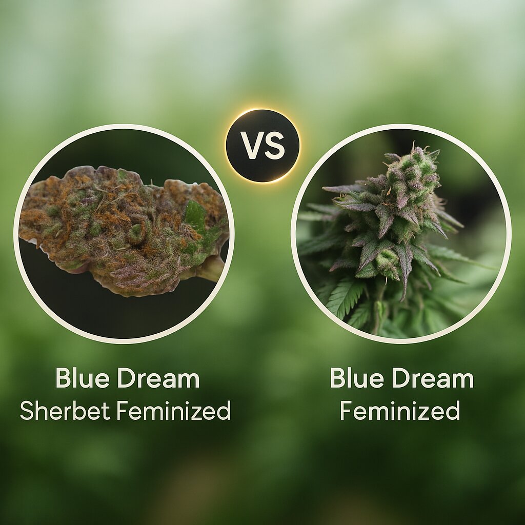 Blue Dream Sherbet (Growers Choice) vs Blue Dream (Bulldog Seeds) Vergleich von Cannabissamen