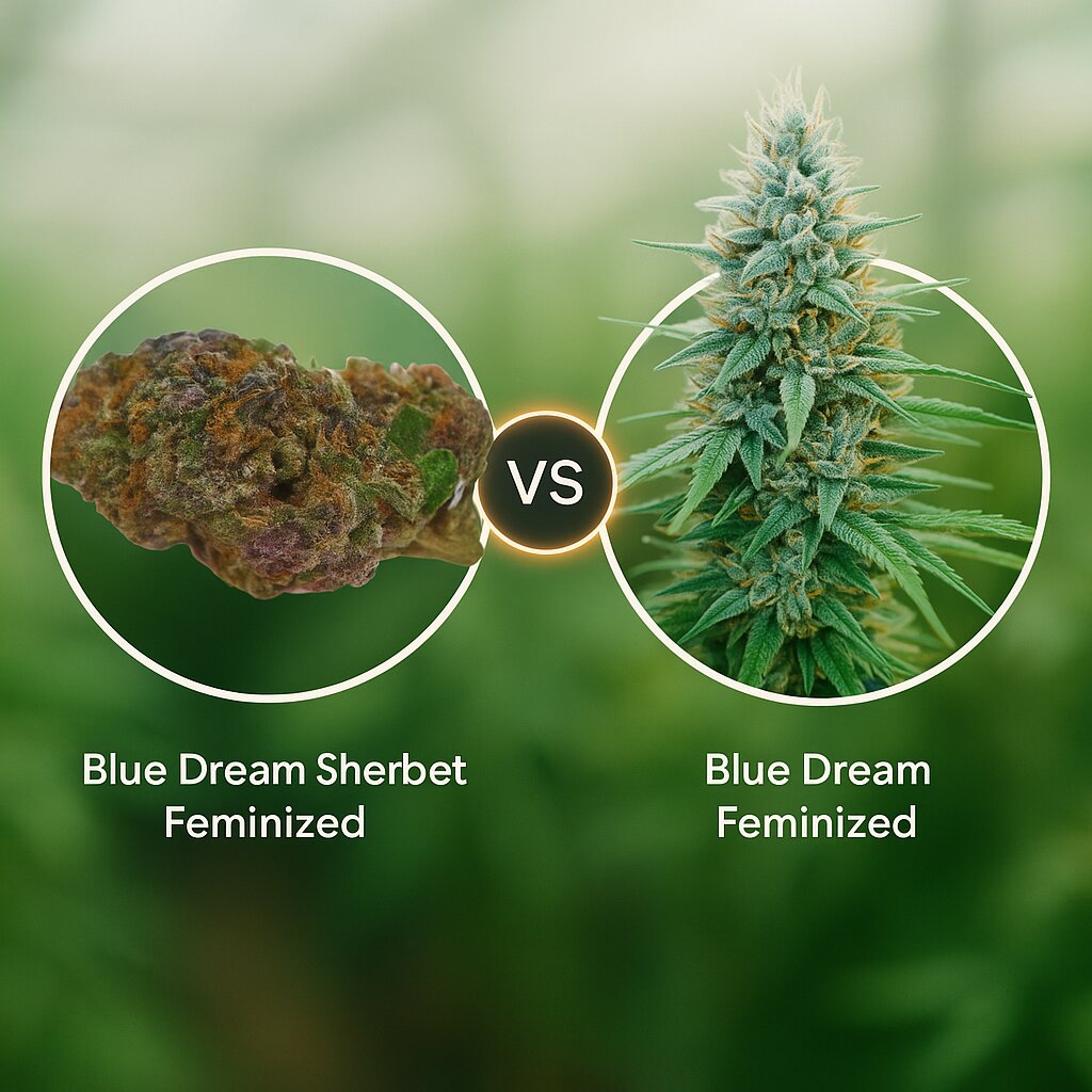 Blue Dream Sherbet (Growers Choice) vs Blue Dream (Humboldt Seed Organization) Vergleich von Cannabissamen
