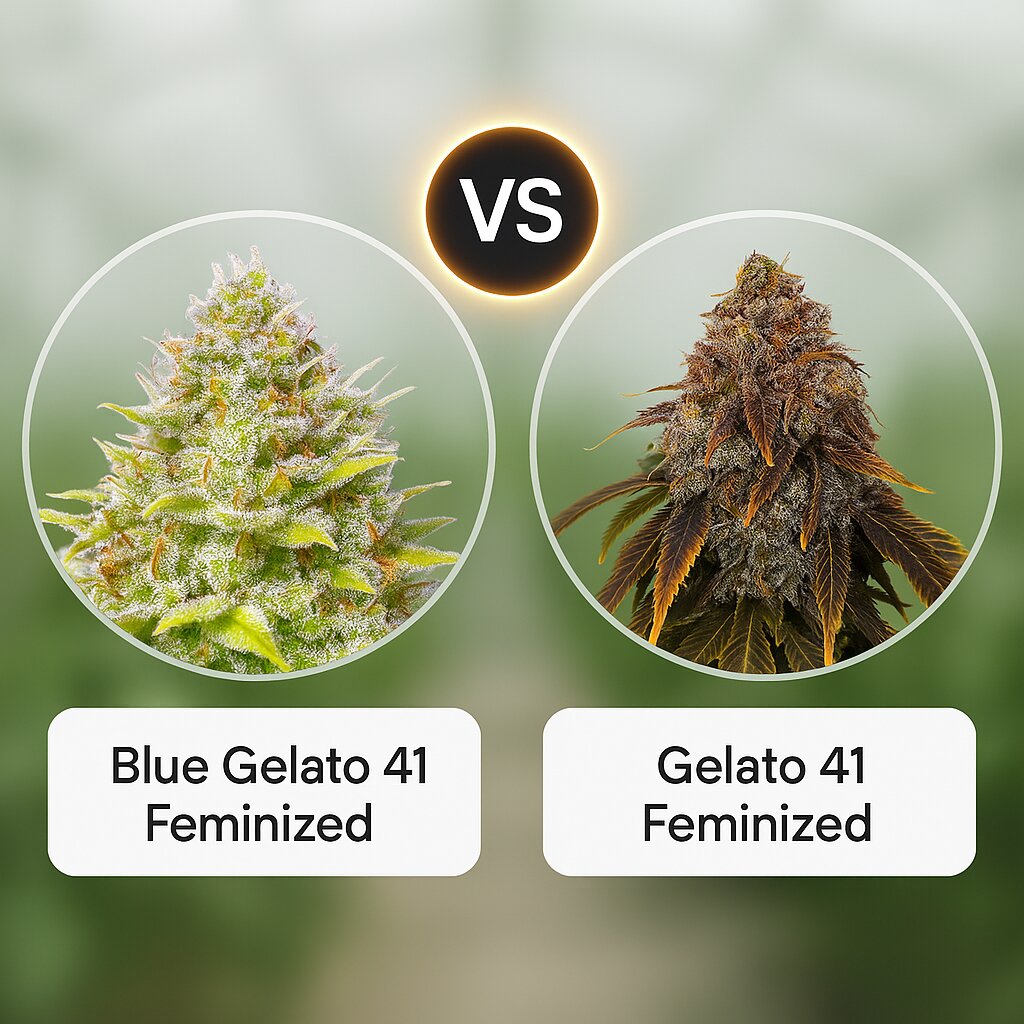 Blue Gelato 41 (Barneys Farm) vs Gelato 41 (Seed Stockers) Vergleich von Cannabissamen