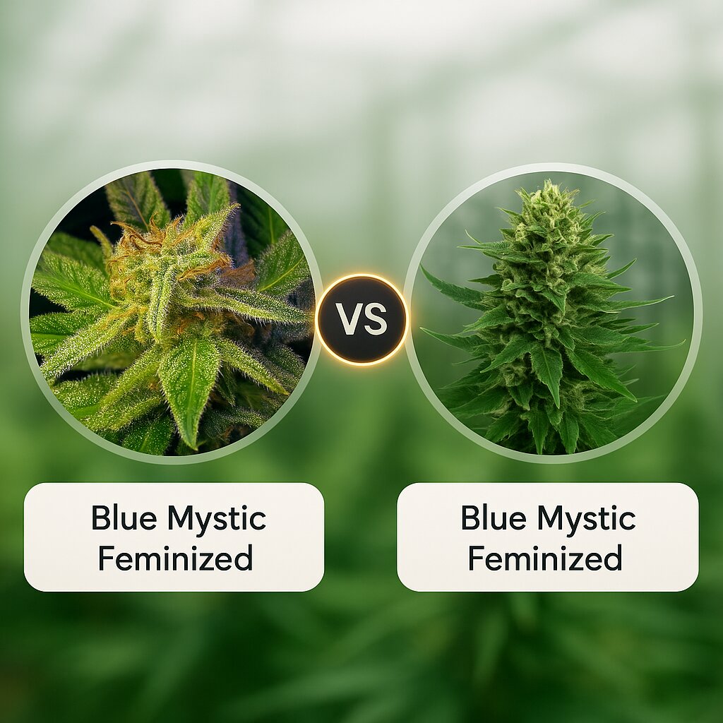 Blue Mystic (Nirvana Seeds) vs Blue Mystic (Royal Queen Seeds) Cannabis Samen Vergleich