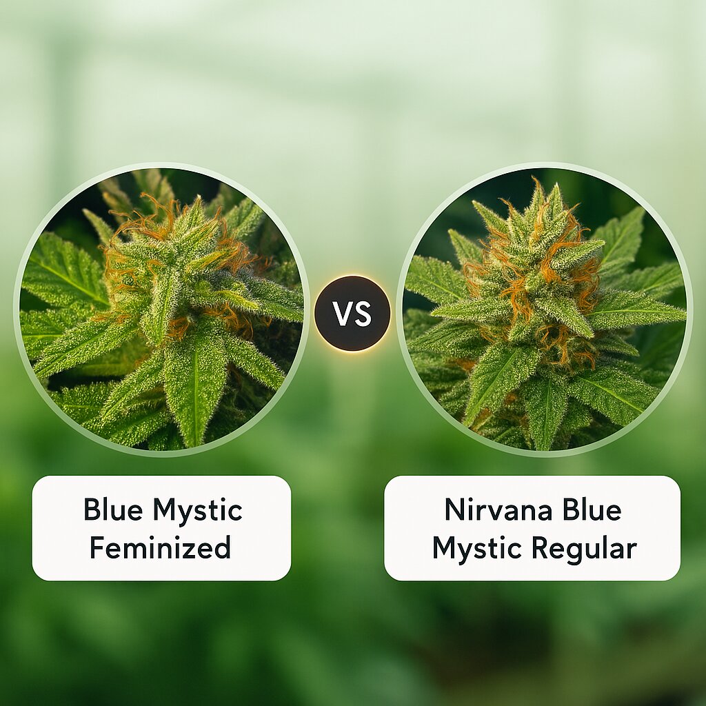 Blue Mystic (Nirvana Seeds) vs Nirvana Blue Mystic (Nirvana Seeds) Vergleich von Cannabissamen